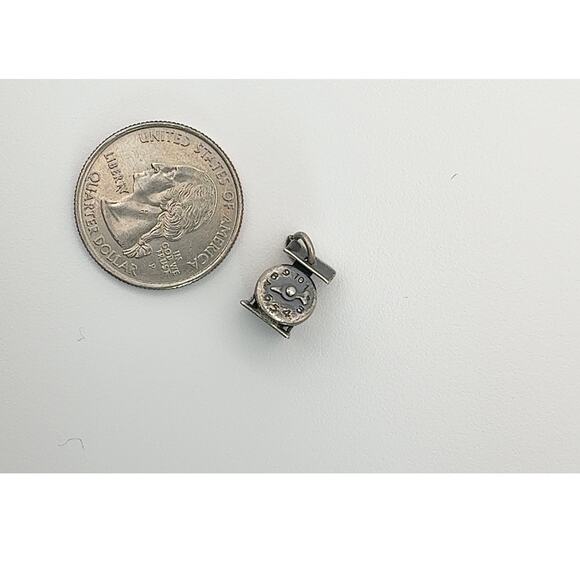 Vintage Turquoise Globe Charm – Silver Tone Miniature World Pendant - Picture 3 of 6